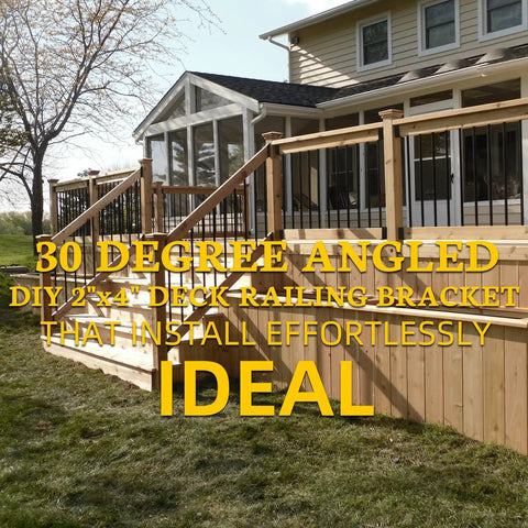 30 Degree Stair Railing Bracket Connectors U Shaped Concealed Mounts For 2 By 4 Lumber DIY Friendly Deck Handrail Brackets For Wood Fences Pergolas Log Cabins Black 4 Pair