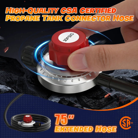 CSA certified propane tank connector hose with 75-inch extension for Portable One Burner Propane Forge For Blacksmithing And Knife Making