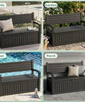 80 Gallon Outdoor Storage Bench Deck Box Waterproof Resin Lockable UV Resistant Garden Furniture For Porch Patio Poolside