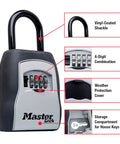 Key Lock Box For House Keys Outdoor Portable Lockbox With Resettable Four Digit Code Weather Resistant Durable Metal Body