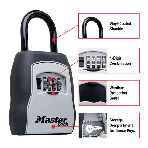 Key Lock Box For House Keys Outdoor Portable Lockbox With Resettable Four Digit Code Weather Resistant Durable Metal Body