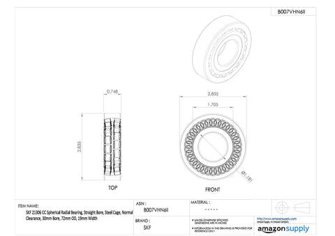 Heavy Hitter Spherical Roller Bearing With Toughened Steel Cage For Smooth High Speed Rotation Zero Hassle Operation 30Mm Straight Bore 72Mm OD 19Mm Width Shop Approved, detailed schematic.