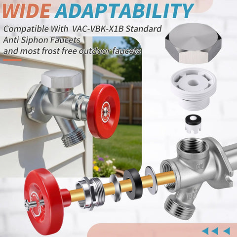 Outdoor Faucet Repair Kit With Anti Siphon Frostproof Vacuum Breaker And Metal Handle components displayed