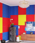 Heavy Duty Closed Cell Soundproof Foam Panels For Quick Home Upgrade With Peel And Stick Backing, colorful wall design in studio.