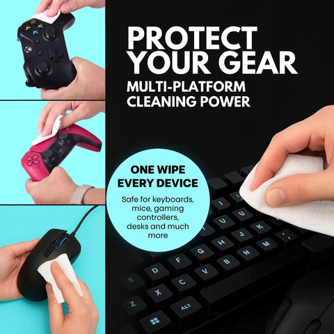 Gaming Peripheral Wipes And Cleaner For Keyboards Mice Controllers Laptops PCs And Desks Alcohol Free Unscented Paraben Free 50 Pack Safe Gentle Electronic Cleaning Wipes For Gaming Setup