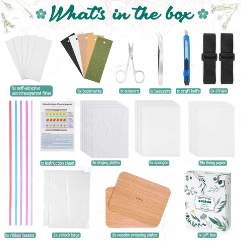 Professional Flower Press Kit With Six Layers And A 6.3 By 8.3 Inch Pressing Area for adults and kids, various components displayed