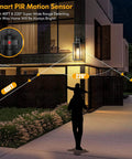 Two Pack Motion Sensor Outdoor Lights Modern Matte Black Wall Lanterns Porch Sconces Exterior Light Fixtures at night