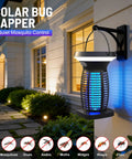 Outdoor Bug Zapper Solar Powered USB Rechargeable 4200V High Voltage Mosquito And Insect Killer UV Light Trap on house wall