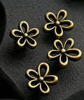 Bougie Antique Brass Flower Cabinet Knobs Vintage Aesthetic Boho Decor Hardware Set of 4 close-up of floral designs