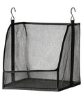 Hangable Closet Shelf Organizer With Soft Fabric Storage Bin to Safeguard Delicate Threads Tidy Dorm Rooms and Small Spaces showing black mesh design.