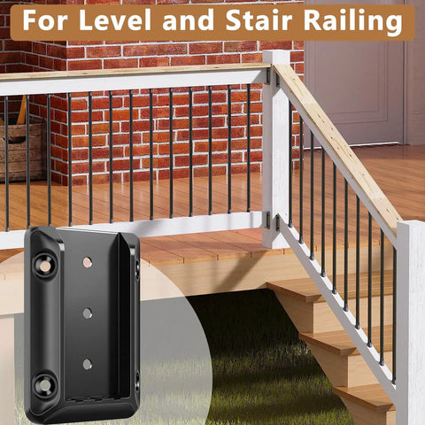 Installed 60 Piece Deck Railing Bracket Connectors For 1.5 By 3.5 Inch 2x4 Wood Posts To Handrails And Stair Rails Heavy Duty Nylon 66