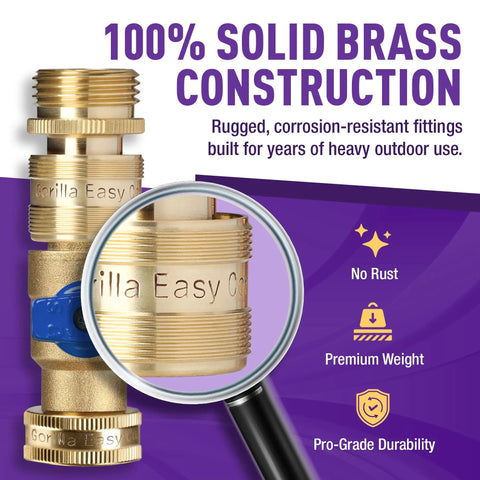 Easy Connect Garden Hose Quick Connect Fittings With Ball Valve Three Quarter Inch Solid Brass GHT Compatible product image