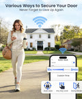 Smart Home Keyless Entry Digital Door Lock With Fingerprint Deadbolt And Handle Set App Remote Hub Free Wifi Security in use