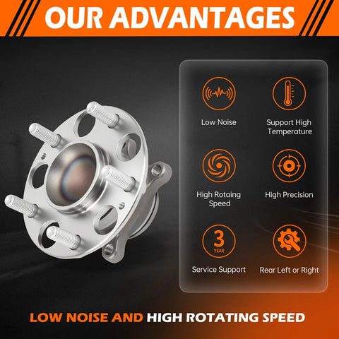 Heavy Duty Rear Wheel Bearing Hub Assembly For Honda Civic Direct Fit Replacement 512502 5 Lug Non Abs Knockout Quality close-up with features