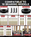 Front view of ISINLASSO 36-in-1 bearing puller kit by Amazon; gold-tone DL-series puller bits and 3-jaw hooks.