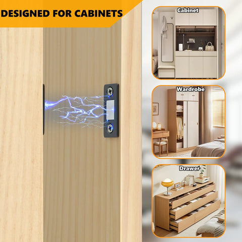 Ultra Thin Stainless Steel Magnetic Cabinet Catch 4 Pack With Adhesive Mount For Doors Drawers And Closets Matte Black Finish