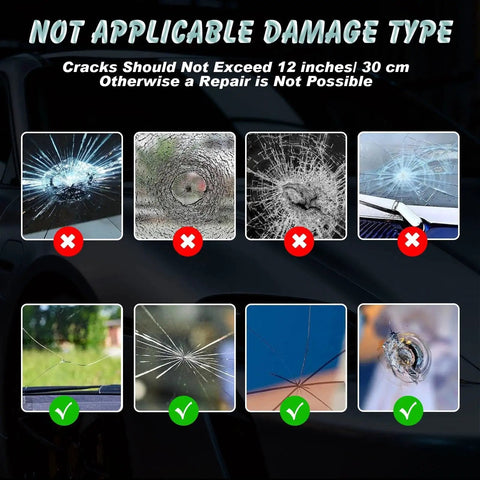 Windshield Chip And Crack Repair Kit Quick Fix For Windshields Windows And Mirrors, Glass Repair Fluid For All Crack Types chart