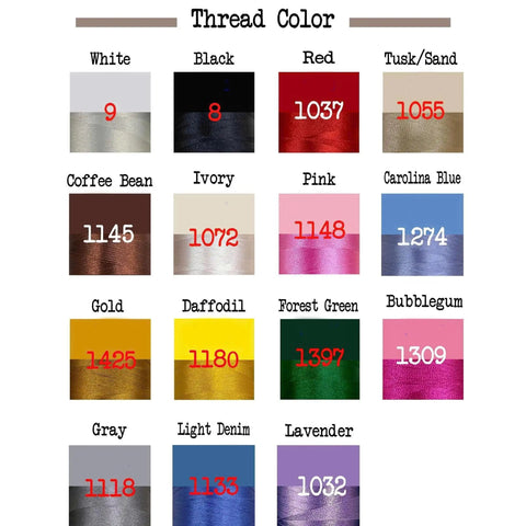 Thread color options for Personalized Pharmacist Quarter Zip Sweatshirt With Embroidered Name And Credentials