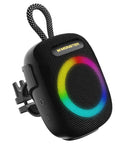 Outdoor Bluetooth Speaker with IPX7 Waterproof Rugged Build, Compact Yet Loud, RGB lights, bike mount visible