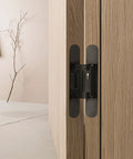Heavy Duty Invisible Hydraulic Hinges 3 Pack 170 Degree Self Closing Concealed Door Hardware With Mortise Mount showing assembly on wood.