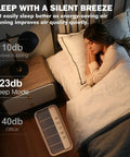 Woman sleeping peacefully with bedside air purifier; H13 True HEPA Air Purifier Replacement Filter With Activated Carbon Four In One Filtration For Big Rooms Captures Allergies Pollen Smoke Dust Pet Dander VOC Odors