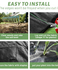 Instructions for installing 4 Ft By 100 Ft Weed Barrier Landscape Fabric 3.2 Oz Heavy Duty Woven Geotextile For Gardening And Farming