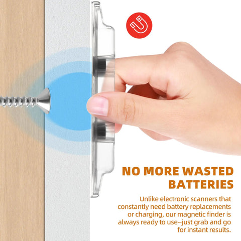 Beat The Guessing Game With This Solid Magnetic Stud Finder That Pins Drywall Nails Dead On Uses Zero Batteries And Delivers Rock Solid Accuracy For Every Weekend Warrior. Hand holding magnetic stud finder against wall.