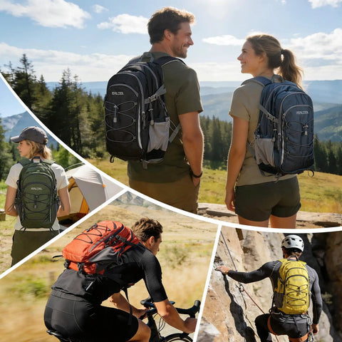 People using 20L Lightweight Hiking Backpack Waterproof Daypack For Camping Ergonomic Breathable Back Panel With Balanced Load All Day Comfort Trail Ready Outdoor Gear For Adventure