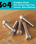 M6 Stainless Steel 304 Hex Socket Head Cap Screw And Bolt Assortment With Nuts And Lock Washers Heavy Duty Metric Allen Drive Hardware Set