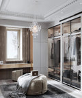 Plug In Mini Crystal Chandelier, White Retro Ceiling Light, Small Crystal Chandelier For Girls Bedroom in a stylish closet space