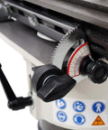 Adjustment dial and angle gauge on Shop Grade Cast Iron Knife And Cutter Grinder for precise sharpening tasks.