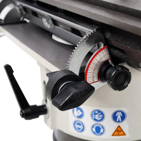 Adjustment dial and angle gauge on Shop Grade Cast Iron Knife And Cutter Grinder for precise sharpening tasks.