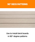 Heavy Duty Universal Hidden Deck Fastener Clips for Wood Composite and PVC Grooved Boards used for 90° deck board installation.