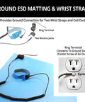 Table Mat Grounding Kit With Universal Snap Kit And 15 Foot 1M Ohm Ground Cord For ESD Safe Work Surfaces with wrist straps and banana jacks