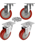 4 Inch Heavy Duty Swivel Caster Wheels Delivering Hella Smooth Motion And 360 Degree Rotation With Badass Load Handling Total 1200 Lbs Lift Capacity Set Of Four with metal brackets and screws.