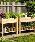 Raised Wood Planter Box On Legs With Storage Shelf For Vegetables Flowers And Herbs Outdoor Garden Bed 48x24x30.7 Inches