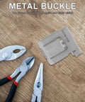 Heavy Duty Stainless Steel Solar Panel Mounting Clips 3 Pack Tough As Nails Roof Brackets Clamp Hardware For Tight Secure Grip And Smooth Hassle Free Install on wooden background with tools.