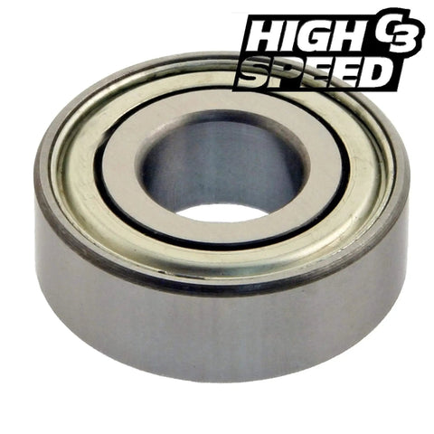 Six Pack Heavy Duty C3 Bearings Loaded With High Temp Synthetic Grease To Slash Friction And Handle Daily Garage Grind Without Melting Past Four Hundred Degrees Rock Solid Build For Tough Riding Mowers That Demand Serious Engine Life. Close-up view of C3 bearing with metal housing.