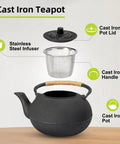 Japanese Tetsubin Cast Iron Teapot With Stainless Steel Infuser Stovetop Safe Enamel Interior 22 Ounce 650 Milliliter Kettle