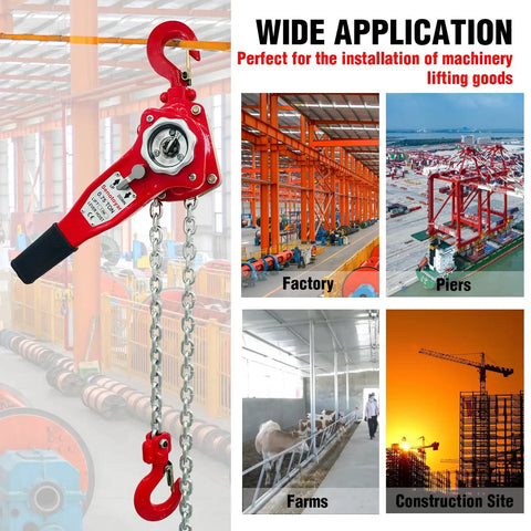 Heavy Duty Lever Chain Hoist 1700 Lbs Capacity 5 Ft Manual Ratchet Chain Puller With Two Hooks showcasing applications