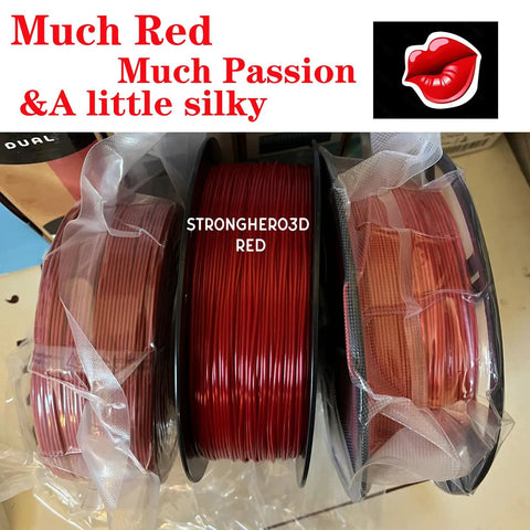 Slick Deep Red PLA High Speed 3D Printer Filament 1.75MM on spools, vivid glossy finishes for precise miniatures, 1Kg total.