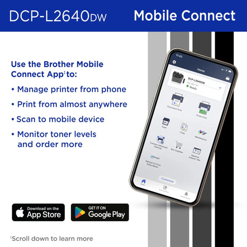 Smartphone displaying app for Compact Monochrome 3 In 1 Laser Printer With Copy Scan And Auto Duplex Wireless And Mobile Printing Alexa Compatible