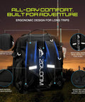 All-day comfort features on waterproof fishing backpack with tackle boxes rod holder and foldable net 40L tackle bag