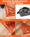 Portable Multifunctional Triangle Square featuring cutting rafter, protractor, and tool bag for precise measuring tasks.