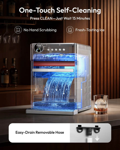 Elite Countertop Clear Ice Ball Maker Featuring Smart App Control And Reliable WiFi Connectivity Plus A Built In Twenty Four Hour Timer.
