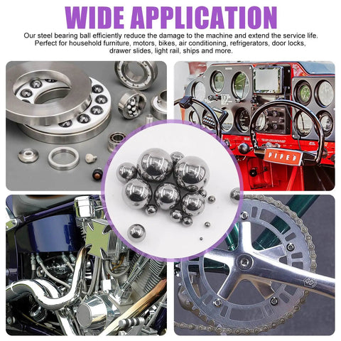 Slick Heavy Duty Chrome Steel Loose Bearing Balls 330 Piece Pack 16 Metric Sizes For Bike Hub Refresh And Caster Swap Pro Tier Precision Assortment in various applications.