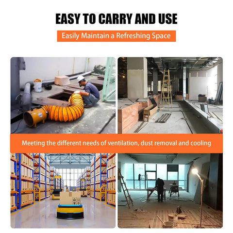 Heavy Duty High Velocity 10 Inch Portable Utility Blower Fan for Basements Shops and Warehouses in use for ventilation