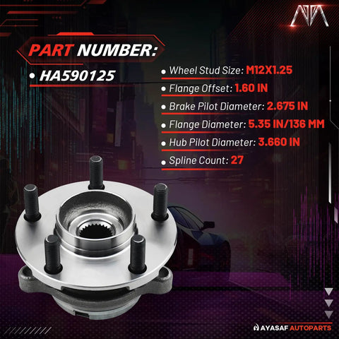 Front Wheel Hub Bearing Assembly With Integrated Abs Sensor For Infiniti G35 G37 Ex35 Fx35 Fx45 Fx50 M35 Awd Models shown with specs.