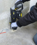 User operating an 18V Cordless Hammer Drill In Black, Beast Mode Action With Badass Durability on masonry.