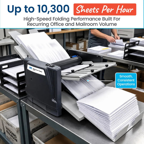 Automatic Paper Folding Machine With Auto Feed For Busy Offices, Schools, Mailrooms And Churches, 7 Fold Types, 250 Sheet Capacity